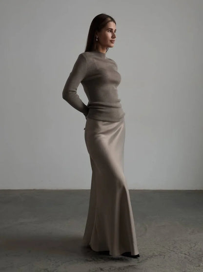 Bornladies Casual Satin Women'S Skirt Spring Summer Fashion Loose High Waist Maxi Skirts Elegant Simple Slik Fishtail Skirt