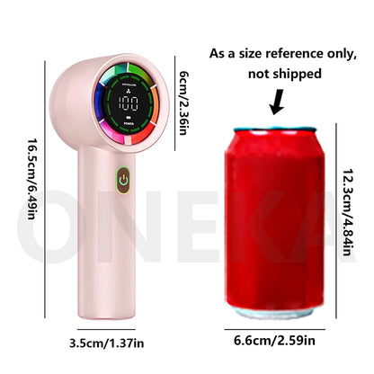 Portable handheld fan, 4 trendy colors, delivers refreshing cool breeze, stylish and versatile, with long-lasting battery life.