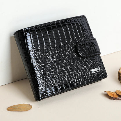 WESTAL Leather Wallet Short Fashion Large Capacity Patent Leather Wallet Multi-Functional Two-Fold Women's Wallet
