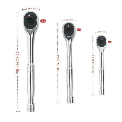 Ratchet Wrench 24Tooth Quick Release 1/4'' 3/8'' 1/2'' Socket Automotive Nut Reversible Drive Wrench Mechanical Hand Repair Tool