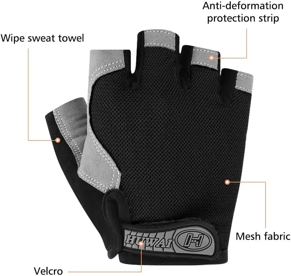 Gym Gloves Fingerless Gloves Anti-Slip Shock-Absorbing Breathable Gloves Sports Gloves for Training Lifting Weight Cycling