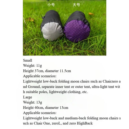 UHMWPE 20D Double Silicon Nylon+Dyneema X-Gripstop Storage Bag Bucket Bag Ultralight 11g/13g Hiking and Camping Tent Storage Bag
