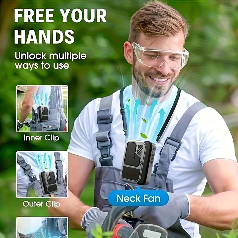 Waist Clip Fan Personal Belt Clip Fan Mini Portable Wearable Hanging Neck Fan for Outdoor Works Hiking Camping USB Rechargeable