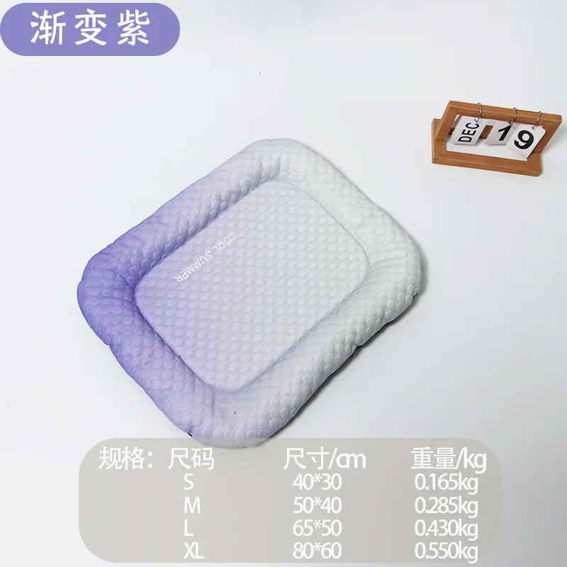 Pet Cooling Mat Portable Foldable Dog Bed Solid Color Breathable Pet Sleeping Pad for Outdoor Travel Home Use