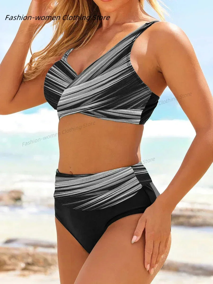 2025 Bikini Set High Waist Swimwear Women Vintage Swimsuit Female Beachwear Summer Push Up Bathing Suit Swimming Bathers
