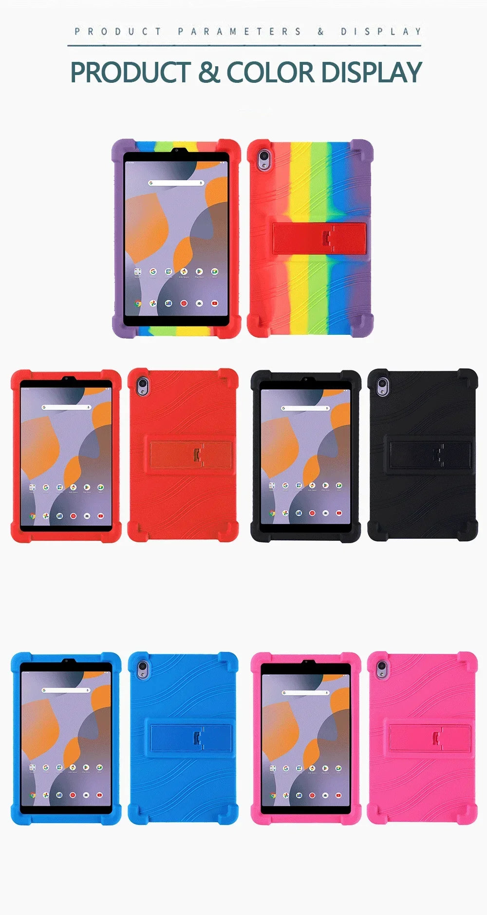For Walmart ONN 8-inch 100135923 Tablet Case 2024 Shockproof Air Cushion Soft Silicone 8-inch Adjustable Stand Protective Case