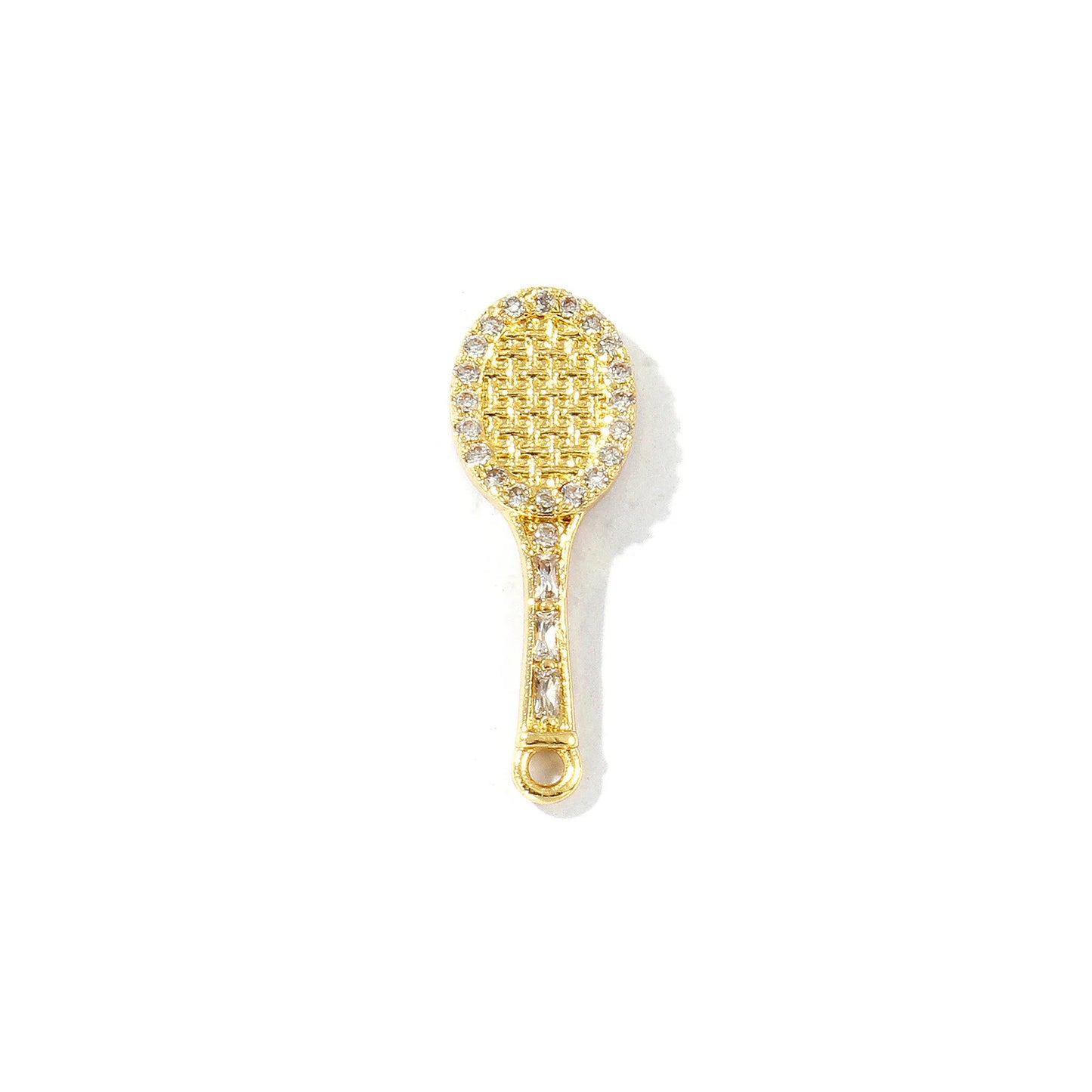 2 Pcs Brass Sport Charms Multicolor Racket Pickleball Paddle Badminton Racket Cubic Zirconia Pendants For DIY Necklace Making