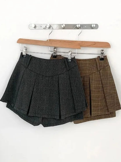 High Waist A-Line  Skirt Korean Sle Pleated ort Skirt College Sle Women's Faion Spring Clothing High Waist Skirt