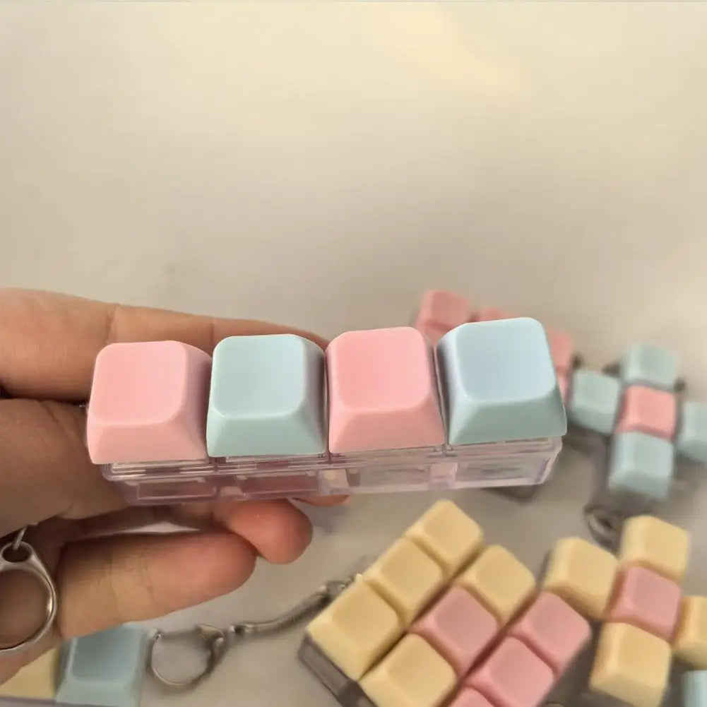 Keyboard Caps Toy Press Stress Relief Fidget Button Key Caps Fidget Keychain Keyboard Keychain Toys Finger Keyboard Key Toy