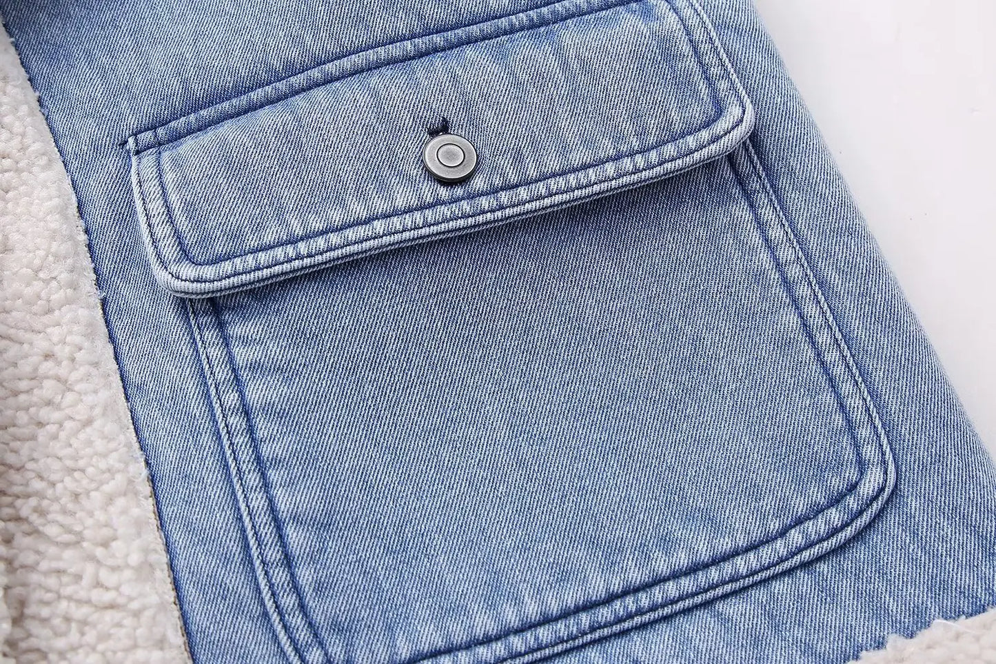 New Women Fashion Turn Down Collar Lamb PatchworkWashed Denim Vest Jacket Female Sleeveless Pockets WaistCoat Tops CT5477