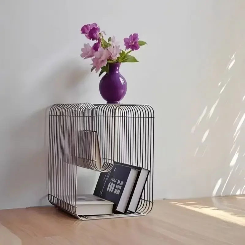 Modern Scandinavian Metal Coffee Table Sleek Minimalist Side Table with Storage for Living Room Furniture for Magazines And Book