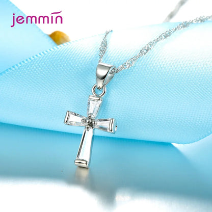 Fashion Jewelry Set For Women Girls 925 Silver  Jewelry Set Crossing Pendant Necklace Hoop Earrings Wedding Engagement