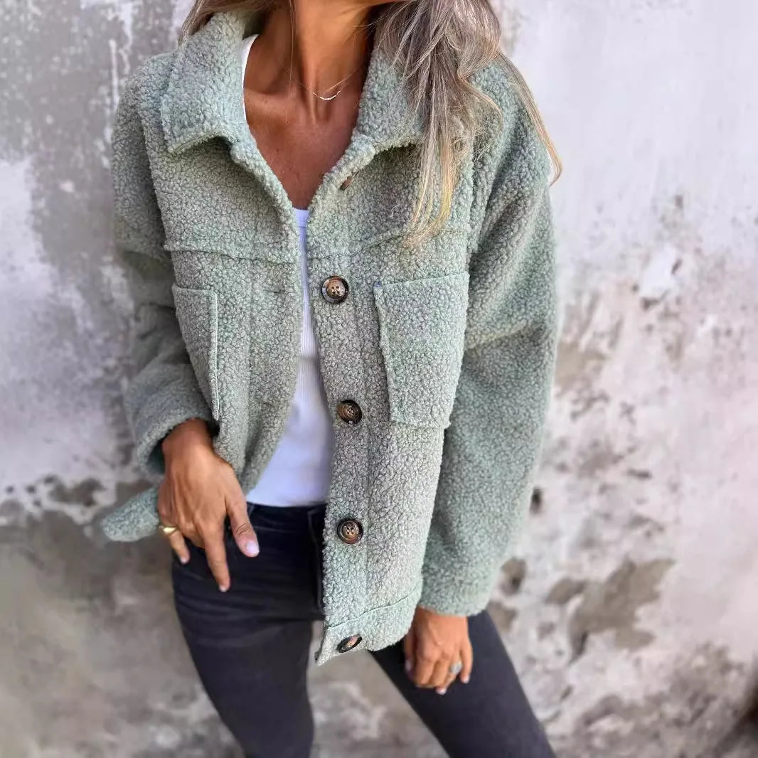 2025 Autumn Winter Clothes Women Lapel Single-breasted Lapel Jacket Solid Color Fashion New in Outerwears Pockets Coat Chic Tops