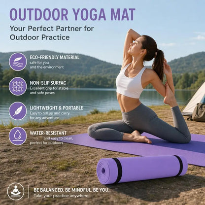 6mm Yoga Mat Non Slip Outdoor Lightweight Portable Fitness Exercise Pad Extra Thick Cushion Workout Mat For Travel Pilates