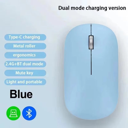 Lenovo Wireless Mouse with Type-C Fast Charging, Silent Click Dual-Mode for Multi-Device, 4 Adjustable DPI 2.4G + BT Dual-mode