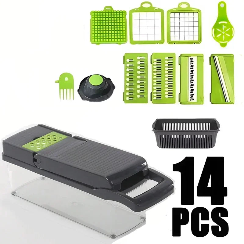 Pro-Series 16-in-1 Vegetable Chopper, Dewpeton Mandoline Slicer, Veggie Chopper, Food Chopper with Container, Vegetable Cutter