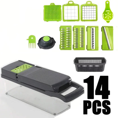 Pro-Series 16-in-1 Vegetable Chopper, Dewpeton Mandoline Slicer, Veggie Chopper, Food Chopper with Container, Vegetable Cutter