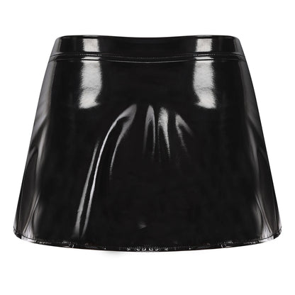 Sexy Women's Patent Leather Mini Skirt High Waist Party Short Dance Skirts Wetlook Clubwear Carnival Rave Dancing Miniskirts