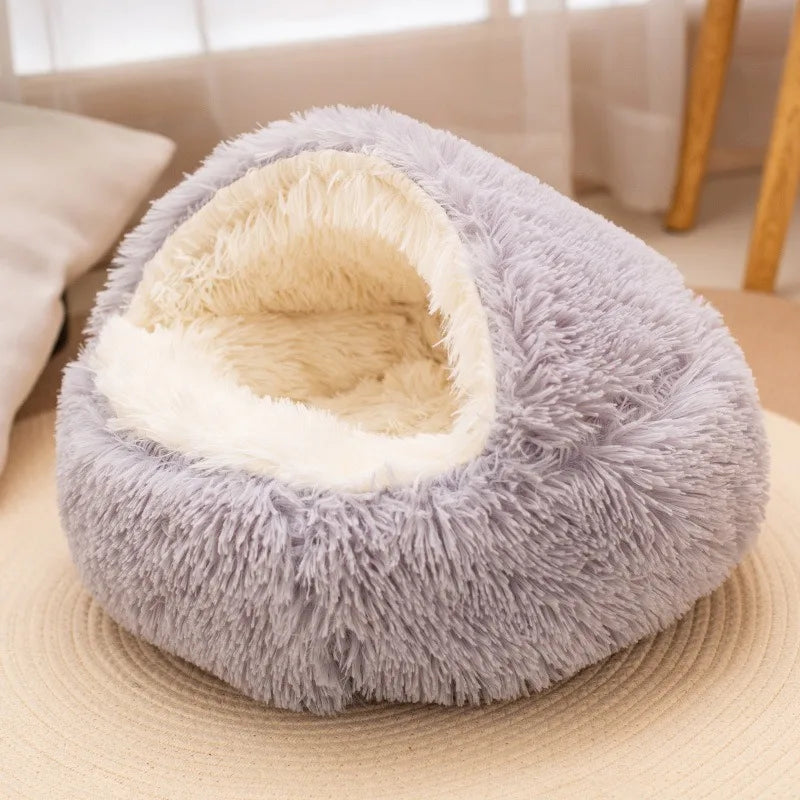 Plush Pet Cat Bed Round Cat Cushion Cat House 2 In 1 Warm Cat Basket Pet Sleep Bag Cat Nest Kennel For Small Dog