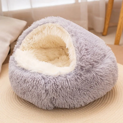 Plush Pet Cat Bed Round Cat Cushion Cat House 2 In 1 Warm Cat Basket Pet Sleep Bag Cat Nest Kennel For Small Dog