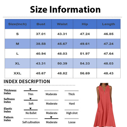 Women's Summer Casual V-neck Button Solid Color Sleeveless Long Dress With Pockets Female Elegant Trendy Casual Loose Dresses