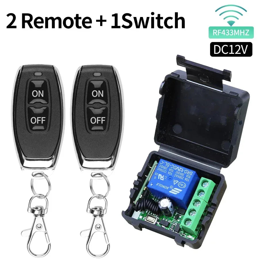433Mhz 10A Relay Receiver and 2CH Transmitter Remote Control DC 12V 1CH RF Wireless Switch For Door Electromagnetic Lock