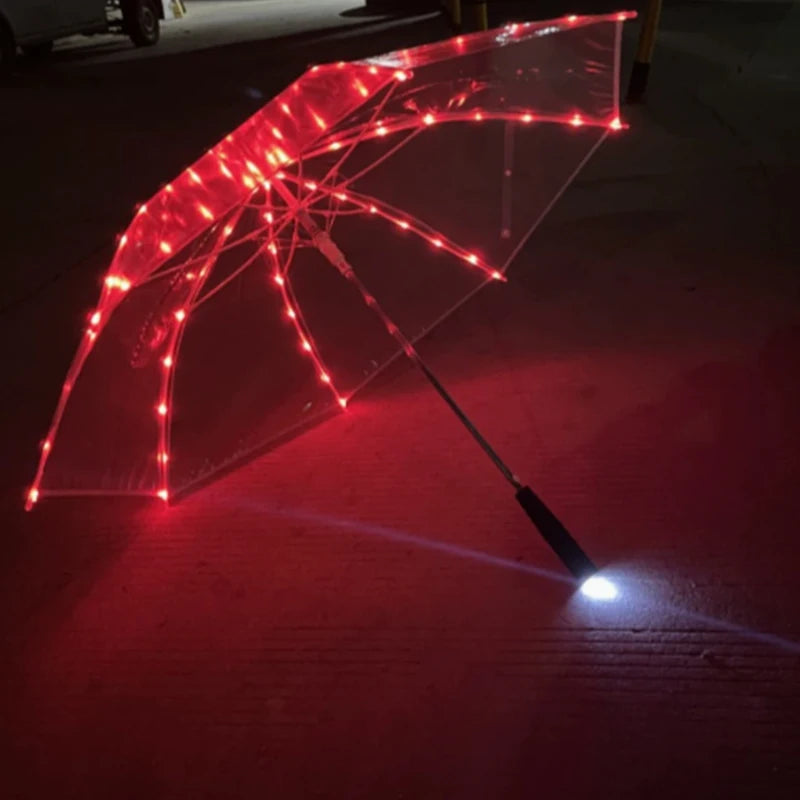 Holiday Party Supplies Luminous White Umbrella Wedding Decorative Props Christmas LED Light Umbrella Glowing For Night Party