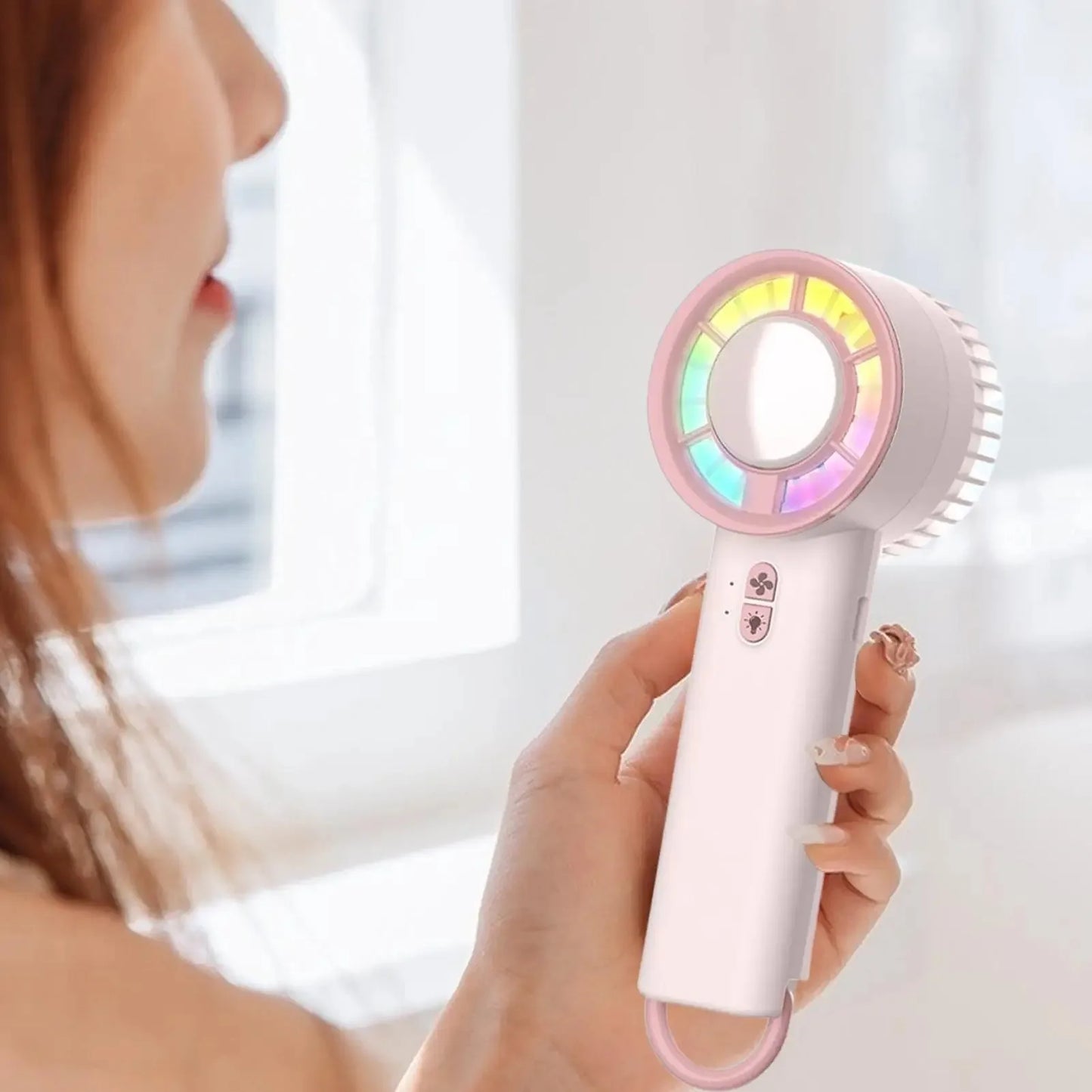Portable Handheld Electric Fan Powerful 3 Modes Quiet Ventilador with Light for Outdoor Home Tent Trip Desk Car Beach Golf