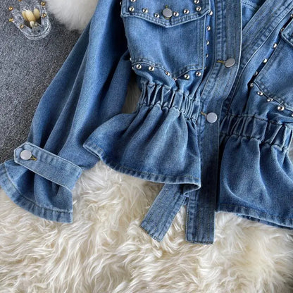 Vintage Loose Casual V Neck Women Denim Coat Simple Spring Autumn 2026 New All Match Women Jean Jackets Korean Style Chic Tops
