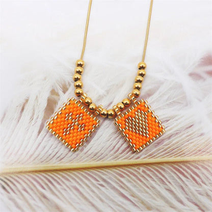 ZHONGVI Scapular Necklace Miyuki Heart Cross Adjustable Necklace Lady Necklace Stainless Steel Bead Necklace Jewelry