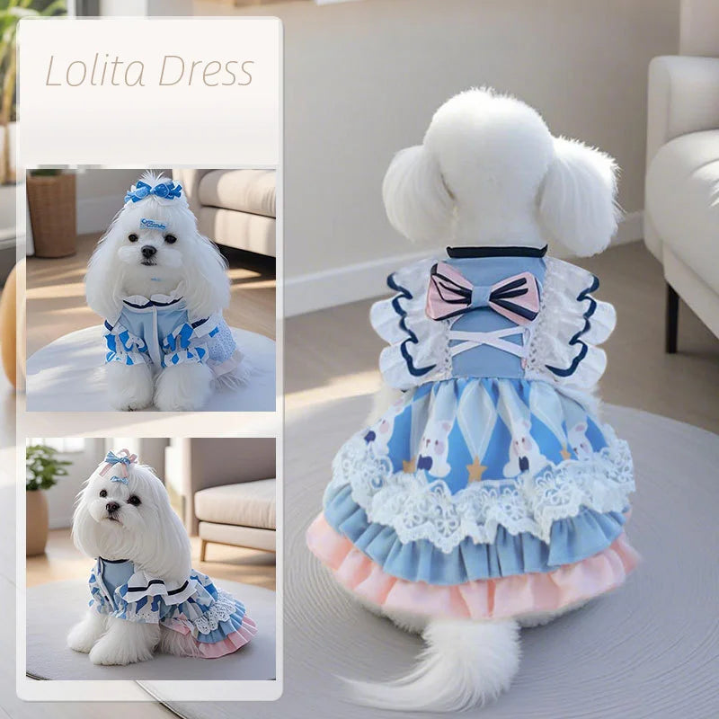 2025 Spring Summer Dog Clothes Thin Puppy Dress Lolita Luxury Dog Clothing chihuahua Apparel Dresses Pet Costume for Small Dogs