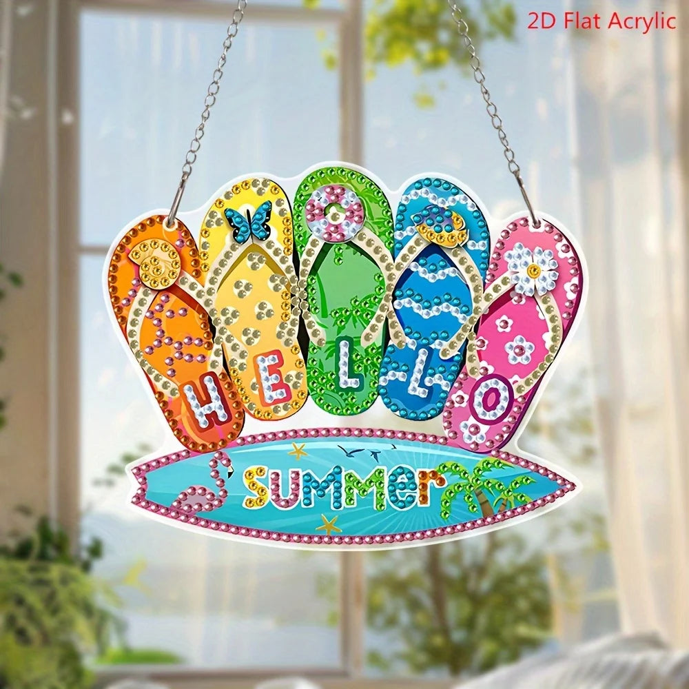 2D Diamond Painting Kit, Colorful Summer Atmosphere Hanging Decor