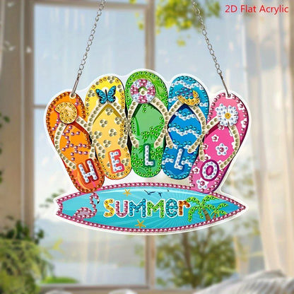 2D Diamond Painting Kit, Colorful Summer Atmosphere Hanging Decor