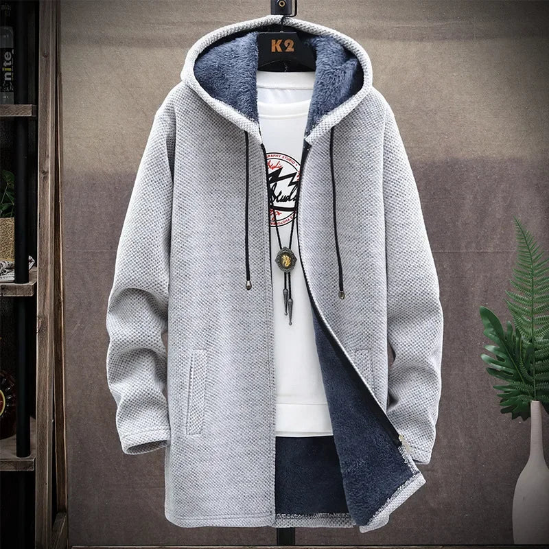 Fashionable Thickened Fleece Knitted Open Cardigan Men's Sweater Autumn Winter New Style Casual Outerwear Trendy Streetwear