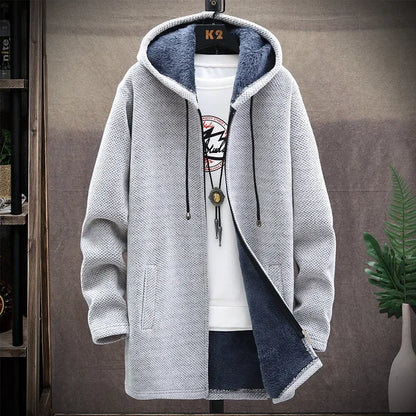 Fashionable Thickened Fleece Knitted Open Cardigan Men's Sweater Autumn Winter New Style Casual Outerwear Trendy Streetwear