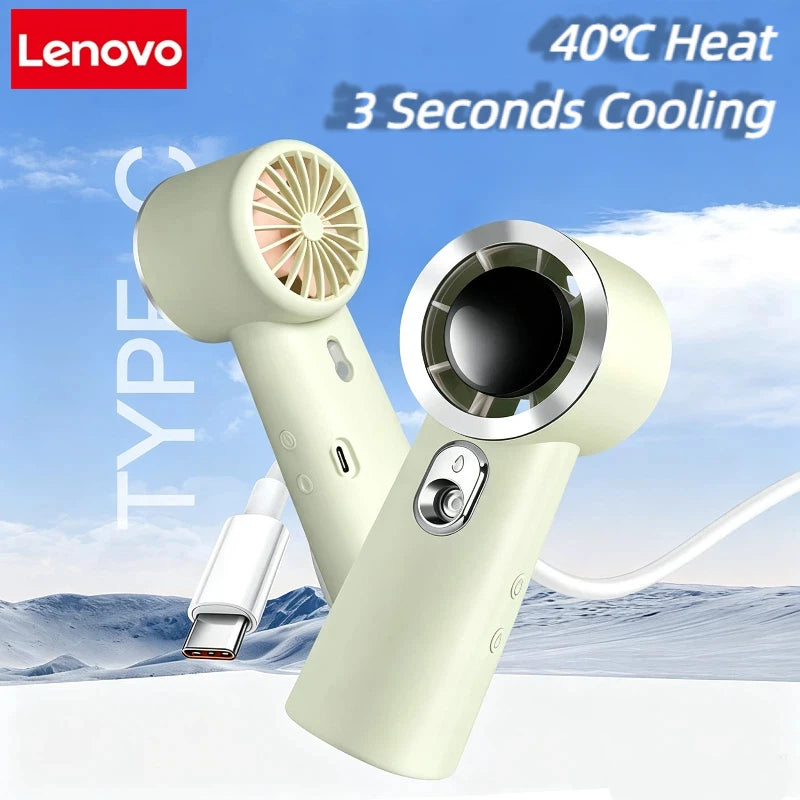 Lenovo Handheld Small Fan USB Charging Mini Outdoor Portable Lightweight Desktop Stand Long Lasting Battery Life Cooling Fan