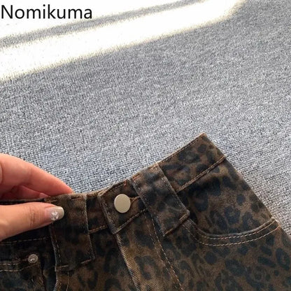 Leopard Print Flare Pants 2025 New Bottoms Pantalon Femme Slim Fit Fashion Streetwear Y2k Jeans Casual Vintage Denim Trousers