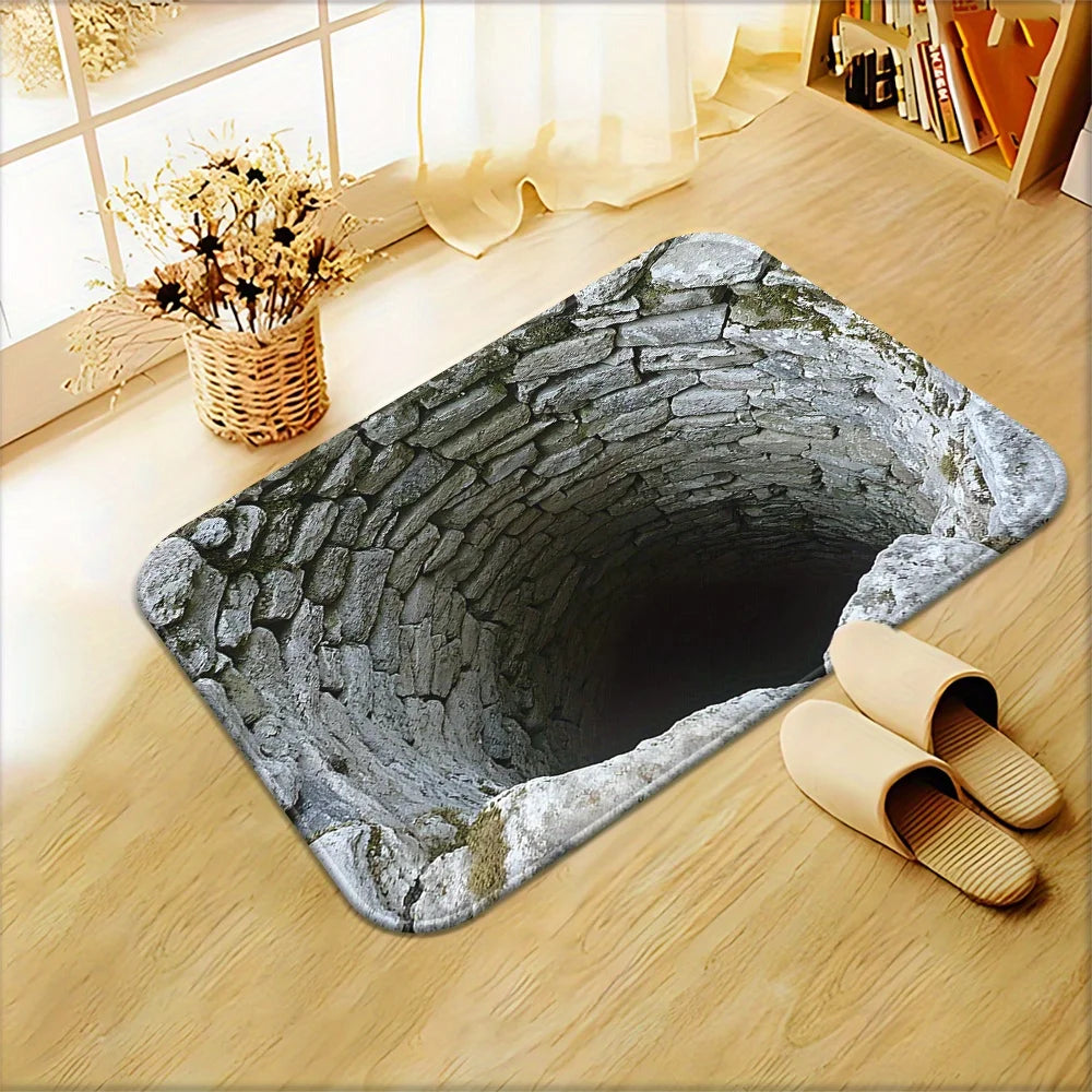 3D Visual Polyester Cloth Floor Mat for Household Bathroom Door, Absorbent and Non Slip Foot Mat, Easy To Maintain