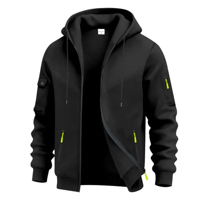 Autumn Winter New Men's Sweatshirt Jacket Loose Heavyweight Fleece Zipper Hooded Workwear Cardigan Casual Long Sleeve Sweatshirt
