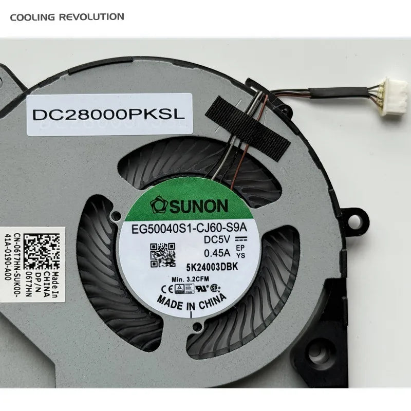 New Original Laptop CPU Cooling Fan For DELL Latitude 15 5510 Precision 3550 EG50040S1-CJ60-S9A DC5V 0.45A DC28000PKSL  06T7HN