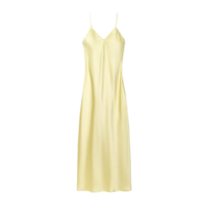 KONDALA Fall Women Sexy Stain Long Dress Thin Strap Backless Slim Long Dress New 2025 Fashion Summer  Party Long Slim Dress