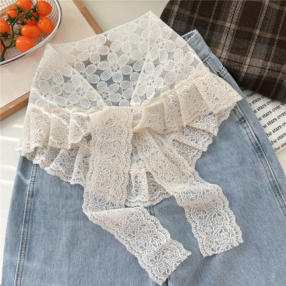 INS Y2K Stylish Lace Embroidery Layered Triangular Types Jeans Pant Matching Half Skirts Fart Curtains All-Match Stacked Skirt