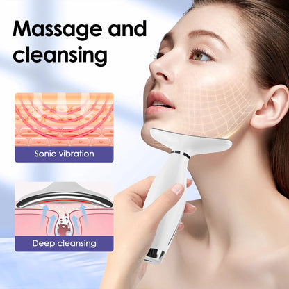 Neck Face Beauty Device 7 Color Light Skin Tighten Reduce Double Chin Anti Wrinkle Facial Lifting Massager