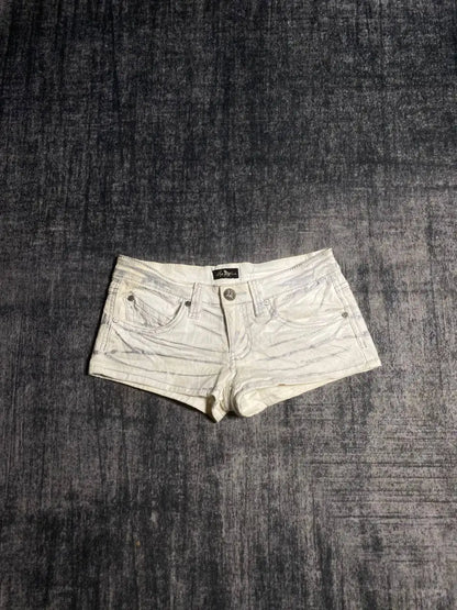 Summer Hot Girl White Cowboy Shorts Sexy Low Waist Letter Embroidered Super Shorts Women Fashion Gothic Retro Slimming Shorts