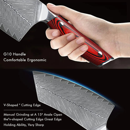 YIZEMA 7" Cleaver Knife Japanese Damascus Steel Sharp Meat Slicer Vegetable Chopper Kitchen High Quality Professional Chef Knife