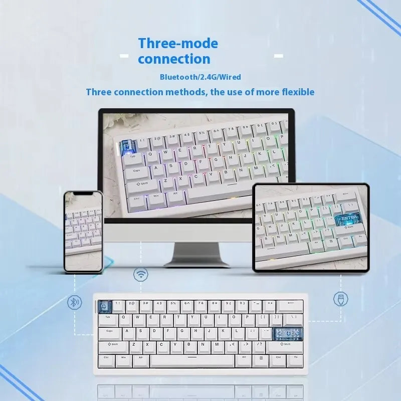 CIDOO QK61 V2 Mechanical Keyboard 60% Layout Gasket Structure VIA Programmable Hot-Swap Three Mode Wireless RGB Keyboard