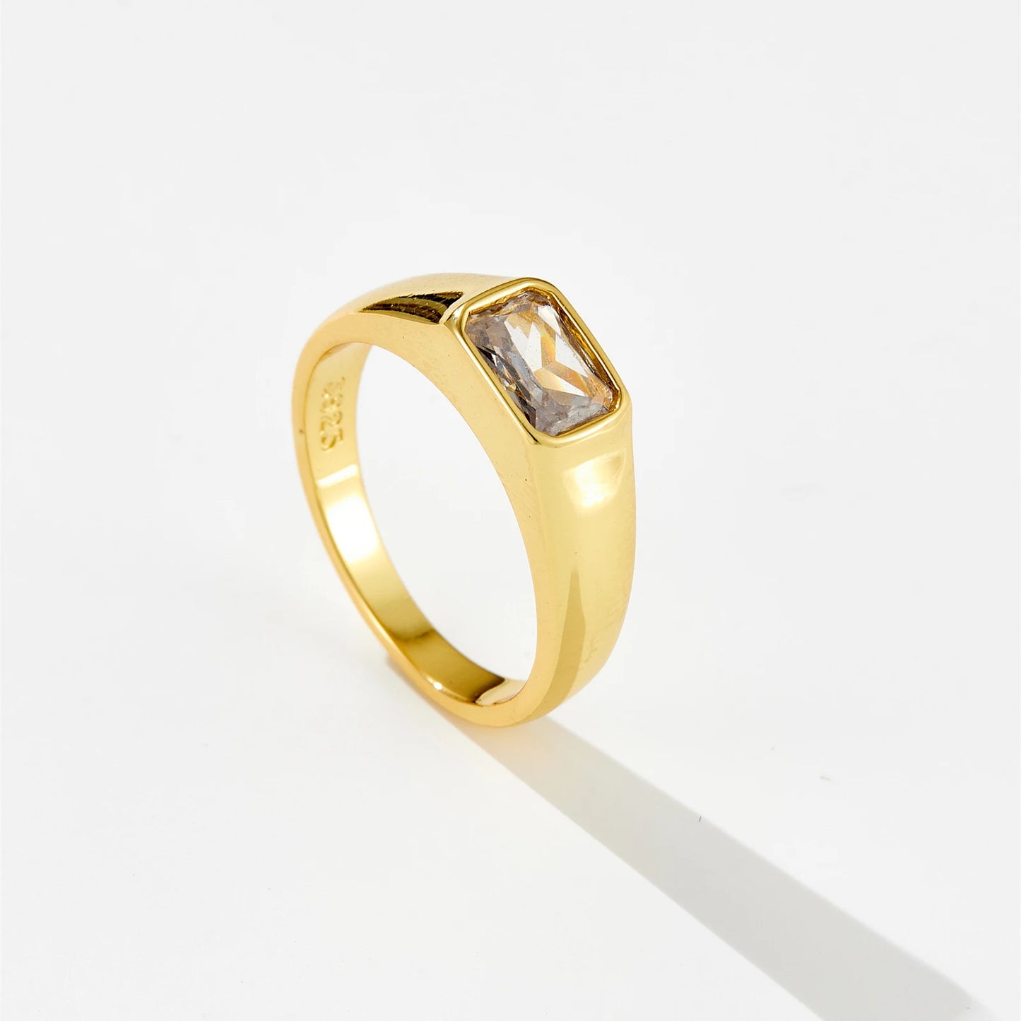 DPLAOPA 925 Sterling Silver Gold Thick Band Big CZ Zircon Size Ring Women Luxury Fine Jewelry 2023 Fine Jewelry Crystal