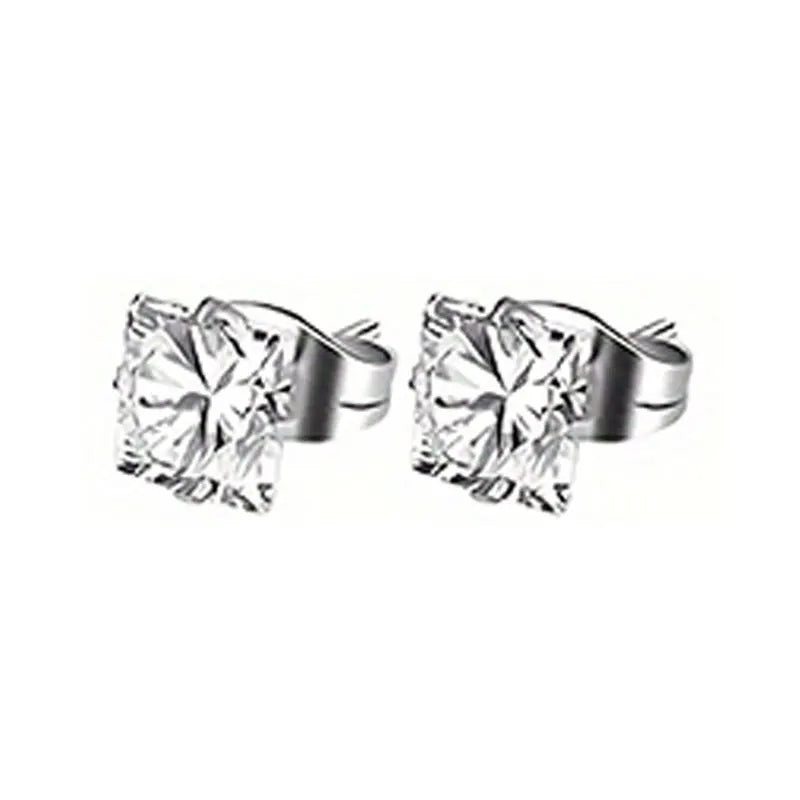 21 pairs of men's stainless steel earrings, circular CZ earrings, hypoallergenic earrings, unisex perforated earrings