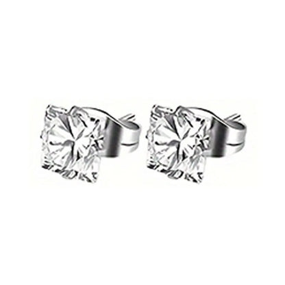 21 pairs of men's stainless steel earrings, circular CZ earrings, hypoallergenic earrings, unisex perforated earrings