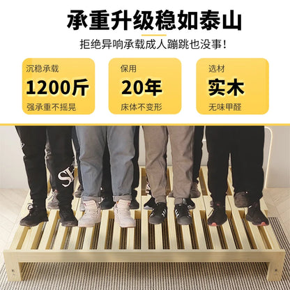 Solid wood telescopic bed pull-out bed small apartment living room tatami people simple push-pull bed dual-purpose stacked sofa